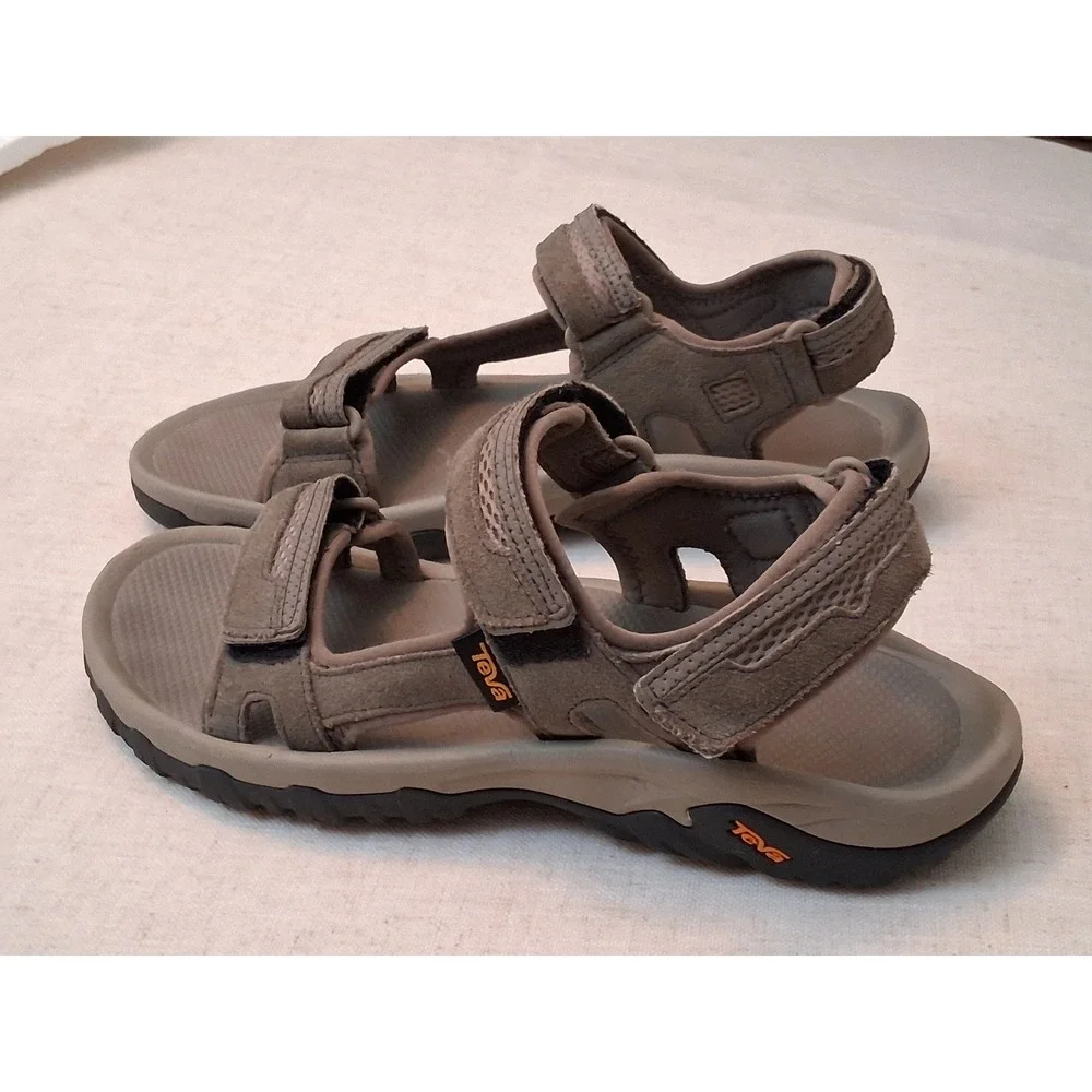 Teva Tanza Mens Suede Sport Sandals Brown Hiking Water Shoes 1002433 Size 10